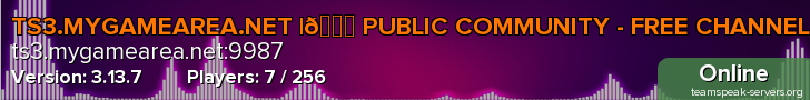 TS3.MYGAMEAREA.NET |🎄 PUBLIC COMMUNITY - FREE CHANNELS