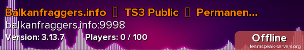 Balkanfraggers.info  ▪  TS3 Public  ▪  Permanent Rooms